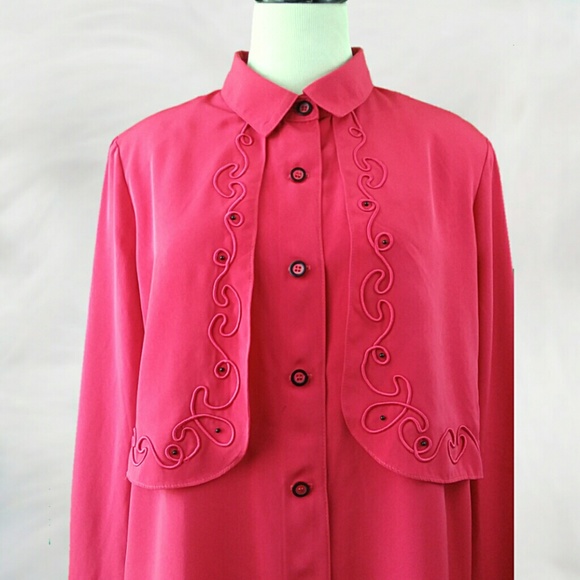Vintage Tops - VINTAGE Raspberry Western Yoke Button Up Blouse